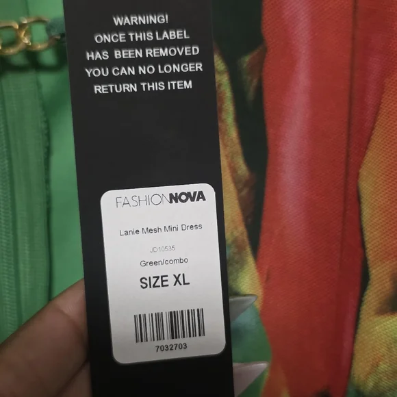 Fashion Nova Lanie Mesh Mini Dress Green Combo XL - Picture 4 of 5